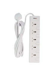 Elexon 5-Way Power Extension Socket 13A El-903S White 3m