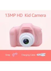 كاميرا عام-13MP أطفال الأطفال الرقمية 1080P كاميرة فيديو لعبة للتربية 2.0 بوصة شاشة عرض لبنات وبنين المدمج في البطارية مع الشريط كيبل HD قرار الوردي