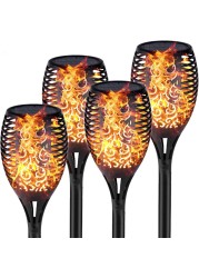 Fitto Solar Torch Lights – Waterproof Dancing Flames Torches, Outdoor Garden Lights for Yard, Patio, Pathway & Backyard, 4-Pack, Energy-Efficient LED Solar Lights for Lawn, Landscaping & Decor