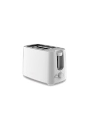 Kitchen Desk 2-Slice Toaster White Stainless Steel – Compact Bread Toaster with Adjustable Browning Control, Wide Slots, Defrost, Reheat & Cancel Functions