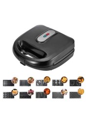 Sprintee 10 in 1 Sandwich Maker 750W Multi Function Machine with Changeable Plates for Waffle, Grill, Donut, Sandwich, 5 Cookie Designs, Nut Shapes, & Cone Maker Non Stick Coating