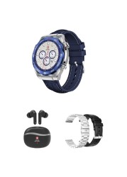 Swiss Military Dom 3 Smartwatch GPS Blue and Victor 4 Truly Wireless Bluetooth In-Ear Earbuds Black with Replacement Straps