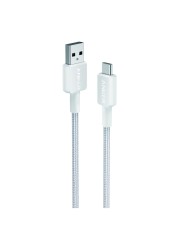 أنكر كابل شحن نوع USB A إلى النوع USB-C بتصميم مضفر بطول 3 أقدام - أبيض