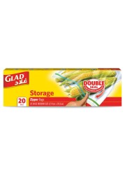 Glad Storage Zipper Bags, 20 Bags, 27.4cm x26.5cm