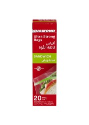 Diamond Zipper Sandwich Bags Clear 20 Bags