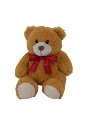 Plush Teddy Golden Brown with Red Ribbon 15cm