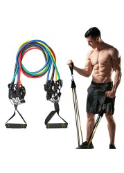 Generic - 11pcs/set Fitness Rubber Expander Resistance Bands Tubes Yoga Pull Rope Sport Fitness Gum Workout Exercise Bands Gym Sport