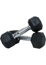 HARLEY FITNESS 2.50KG PREMIUM GUNIUNE RUBBER COATED BOUNCING HEX DUMBBELL - PAIR