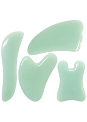 Set of 4 Gua Sha Board Massage Tool, Natural Jade Stone Scraping for Face and Body,Ultimate Skin Care Solution for Anti-Aging & Anti-Wrinkle,Spa Acupuncture Therapy Massage Stones