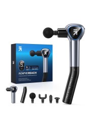 Muscle Massage Gun with Removable Handle, RENPHO Reach Massage Gun, 5 Speed, 4 Massage Heads, 2 in 1 Deep Tissue Hand Massager