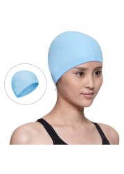 Aiwanto - 1 Pc Pink Swimming Cap - Waterproof Reusable Unisex Swimming Cap PU Coating Long Hair Head Hat Bath Hat Swim Cap for Women and Men for Water Sports Club Activities