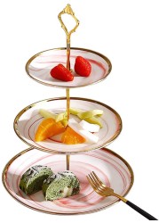 Aiwanto 3-Tier Cupcake Stand Tower Dessert Display Plate Serving Tray Dish Treat Stacked Pastry Fruit Serving Platter Carrier for Gift Tea Party Restaurant