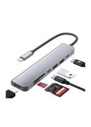 محطة إرساء 6 في 1 متعددة الوظائف من النوع C Hub 4K مع منفذ USB C لشحن مهايئ HDMI USB 3.0 منفذ HDMI من النوع C Hub متعدد المنافذ لأجهزة الكمبيوتر المحمول MacBook iPad وأجهزة USB C الأخرى