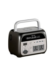 محطة طاقة محمولة جرين لايون 72000mAh، بطارية 230Wh، طاقة 500-600W، مخرجات AC، USB-A، Type-C، شحن لاسلكي، ضوء LED، أسود
