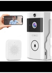 Radiotronics Door Bells with Camera Wireless Chime HD 100MP Video Camera - No Drill Mount No Subscription, Rechargeable Battery Powered 100 Days Use, Motion IR Sensor, View Intercom