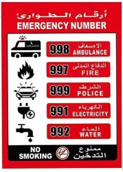 ABBASALI ABBASALI EMERGENCY NUMBER STICKER 21X30 2PC