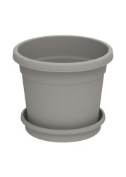 Cosmoplast Round Flower Pot With Tray Grey 25cm