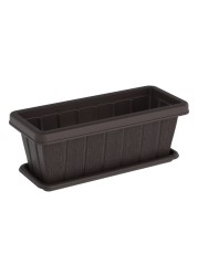 Cosmoplast Cedargrain Rectangular Planter With Tray Dark Brown 18inch