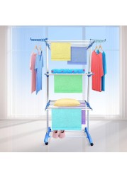 3-Layer Clothes Drying Rack, Heavy Duty Folding Clothes Hanger with Adjustable Wings &ndash; Indoor &amp; Outdoor Use, Double 3-Layer Cloth Drying Stand