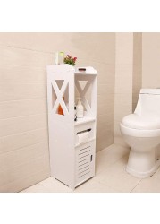 LINGWEI Bathroom Storage Corner Floor Cabinet Thin Toilet Vanity Cabinet Towel Storage Shelf for Paper Holder Washstand Storage