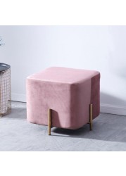 Wooden Twist Luxury Velvet Square Foot Stool Ottoman Pouf - Plush and Stylish Home Decor Accent