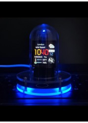 Radiotronics Smart 1.54" IPS Display Clock: WiFi, RGB, Weather Updates - 4 Modes, High-Res Album, Customizable Colors & GIFS, Auto Night Mode, Easy Weather Access