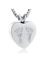 Always In My Heart Baby Feet Ashes Keepsake Urn Pendant Necklace Cremation Urns Memorial Jewelry