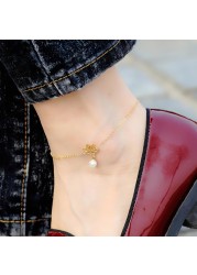 Aiwanto Flower Anklet Gold Ankle Chain Gift for Women's Jewellery Anklet
