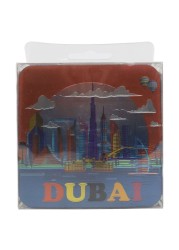 Souvenir Dubai 2-In-1 Fridge Magnet And Coaster Set Multicolour 6 PCS