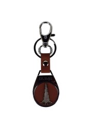 Ahlan UAE Themed Leather Keychain Brown