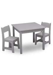 Delta Children MySize Kids Wood Table and Chair Set 2 Chairs Included Ideal for Arts Crafts Snack Time More Greenguard Gold Certified Grey 3 Piece Set