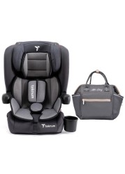 Teknum Pack and Go Foldable Car Seat w / Ace Diaper Bag - Grey