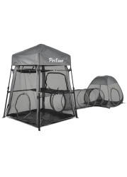 PETEASE Cat Enclosures 3in1 Cat Tower Tent with TunnelPop Up CubeCat Climbing Tent Cat Cage Outdoor Catio Portable Playpen Play Tents for Cats Kitten and Small Animals