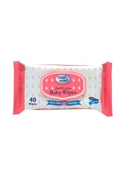 Cool &amp; Cool Ultra Soft And Gentle Baby Wipes White 40 Wipes