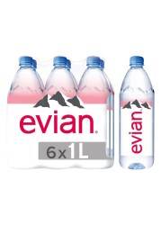 evian Natural Mineral Water 1L Pack of 6
