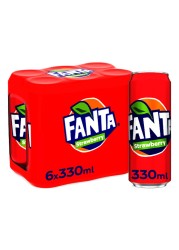 Fanta Strawberry Carbonated Soft Drink Can 330ml Pack of 6