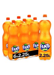 Fanta Orange Carbonated Soft Drink Pet 2.25L Pack of 6