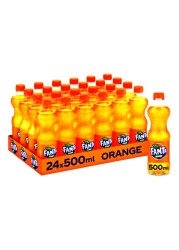 Fanta Orange Carbonated Soft Drink Pet 500ml Pack of 24