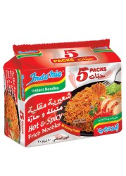 Indomie Hot and Spicy with Seasoning Powder and Sauce Instant Fried Noodles, 80g Pack of 5