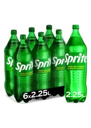 Sprite Regular Lemon Lime Flavoured Carbonated Soft Drink Pet 2.25L Pack of 6