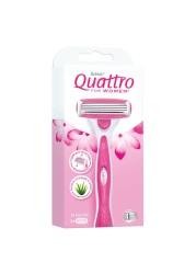 Schick Quattro Women Disposable Razor With Cartridge Multicolour 3 PCS