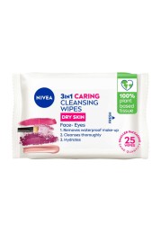 NIVEA Face Wipes Gentle Cleansing 3-in-1 Dry &amp; Sensitive Skin 25 Wipes