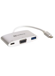 ساندبرغ USB-C ميني VGA مع قاعدة توصيل USB - أبيض