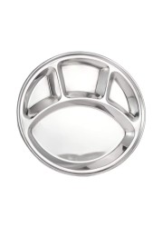 Raj Stainless Steel Four Partition Bhojan Patra BPH001 Silver 32.5cm