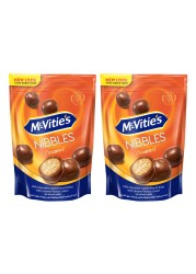 McVitie&#39;s Nibbles Caramel Flavour Cream Milk Chocolate Coated Biscuit Bites 110g Pack of 2