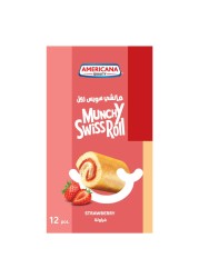 Americana Munchy Swiss Roll Strawberry 20g Pack of 12