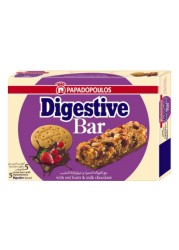 Papadopoulos Digestive Cereal Bar with Red Fruit and Milk Chocolate, 28g Pack of 5