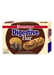Papadopoulos Digestive Cereal Bar with Chocolate Chips and Milk Chocolate, 28g Pack of 5