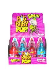 Bazooka Big Baby Pop Mega Sour Candy 26g Pack of 12 Assorted