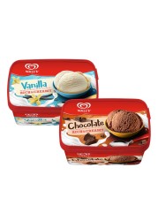 Kwality Walls Rice And Creamy Tubs Vanilla Ice Cream 1L With Coco Ice Cream 1L